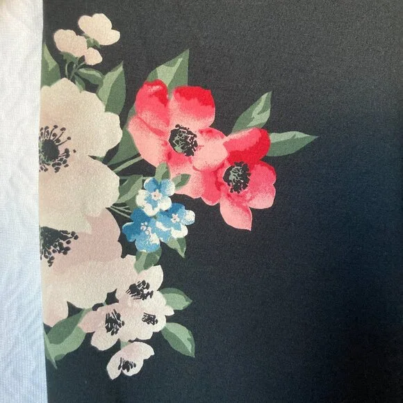 NWT J. Jill Wearever Collection Black Floral Pants Wide Leg Cropped Size Large - Picture 6 of 13